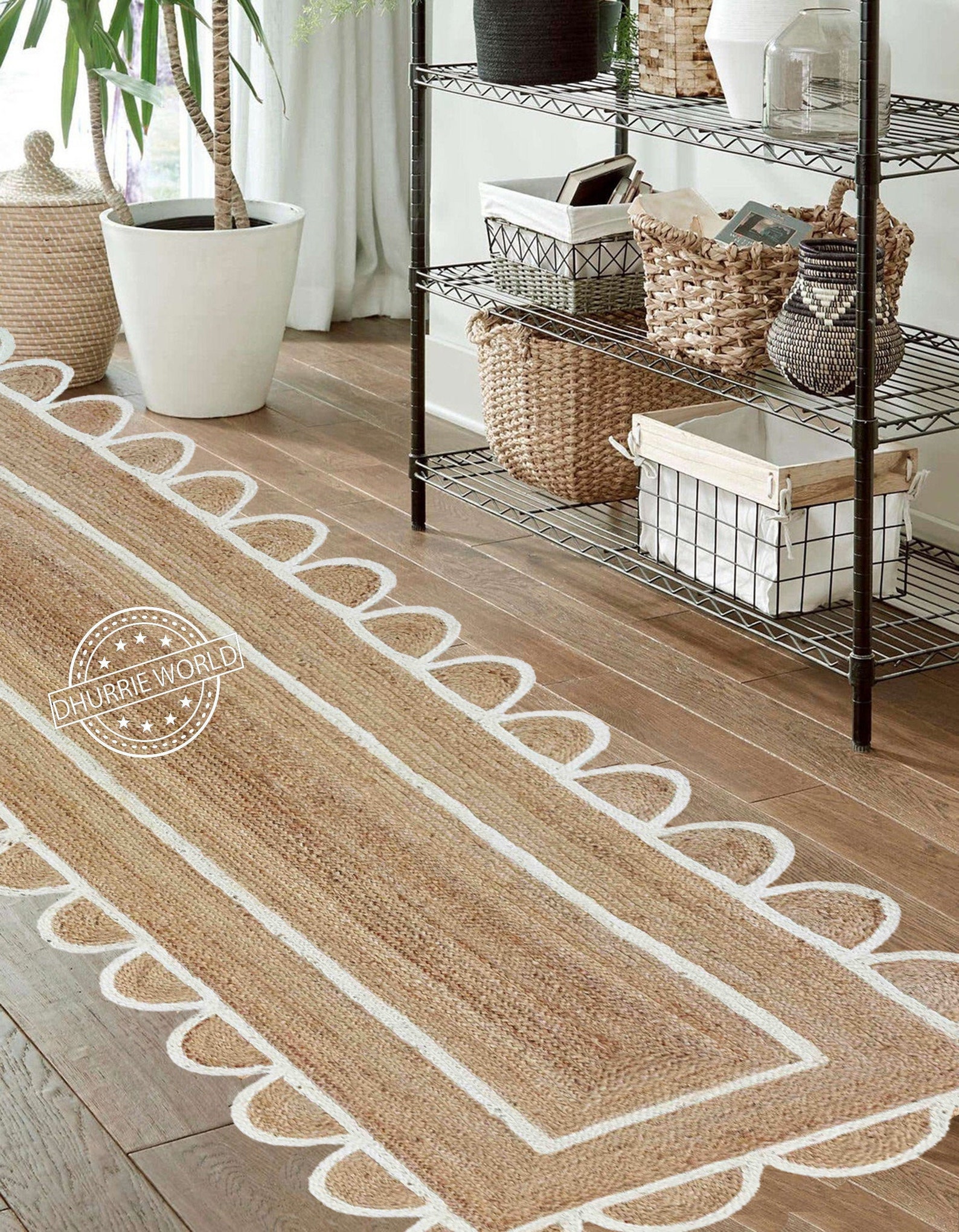 Scalloped Jute Runner Rug Jute Scallop Rug Jute Runner Rug Etsy