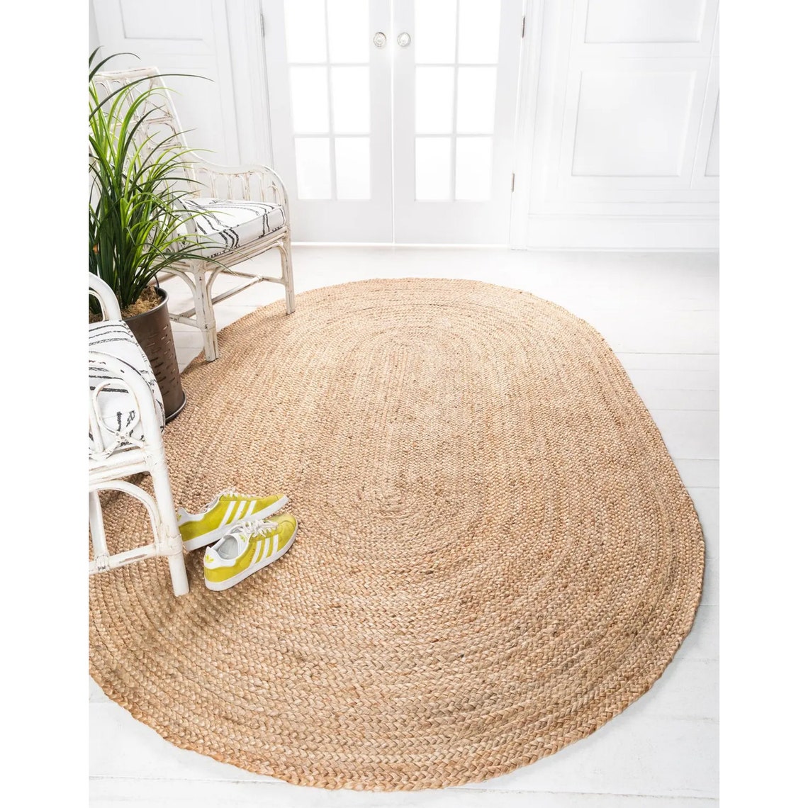4x6 5x8 Oval Natural Jute Rug Handmade Braided Rustic Area Rug Etsy