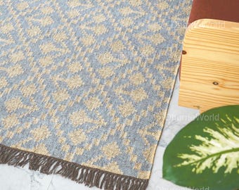 Kilim Rug, Bohemian Indian Jute Rug, Moroccan Rug, Handwoven Wool Jute Rug, Boho Jute Rug Southwestern Nordic Kilim Rug, Turkish Kilim