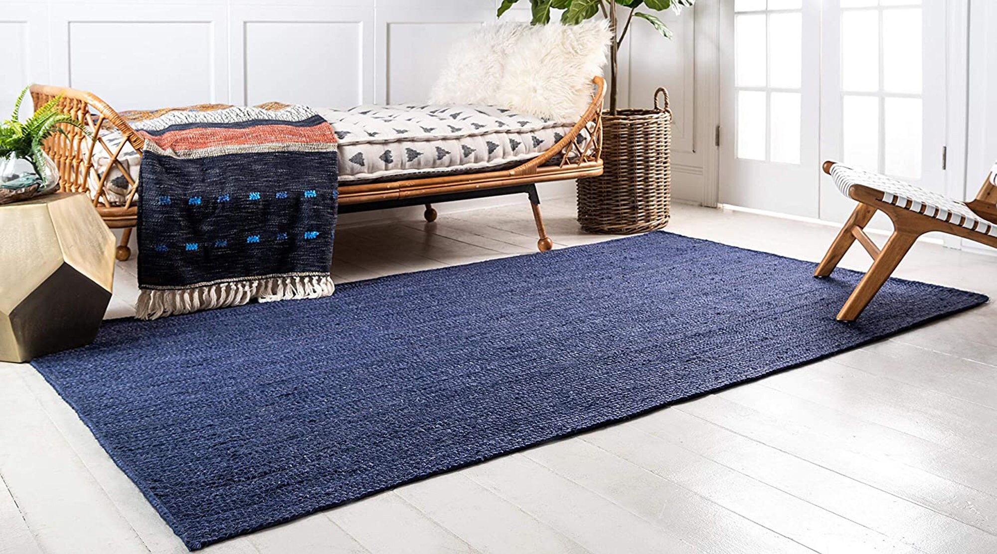 8x109x1210x14 Blue Navy Jute Rug Indigo Jute Runner Rug Etsy