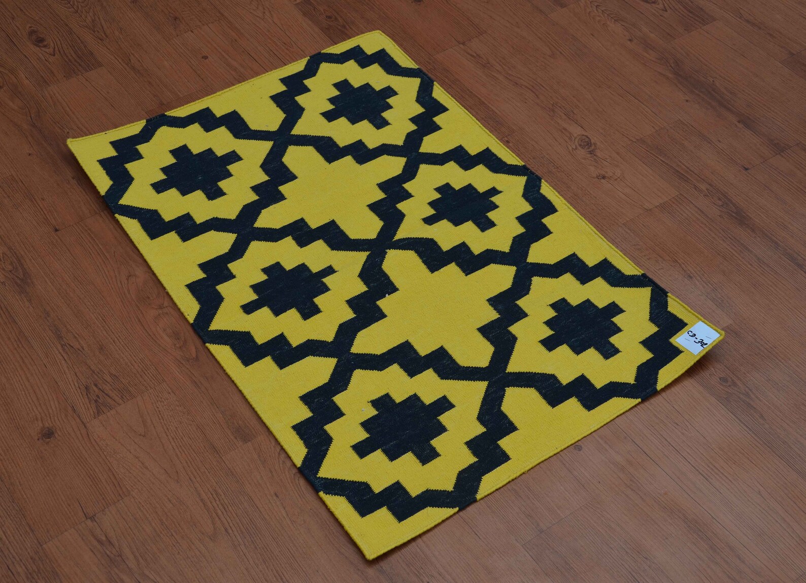 Yellow Cotton Dhurrie Rug 2x3 Navajo Rug Geometrical Rug Etsy
