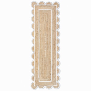 Scalloped Runner Rug, Jute Scallop Rug, Off White Jute Runner Rug, Natural Jute Rug, Hallway Runner Rug, Runner Custom Rug