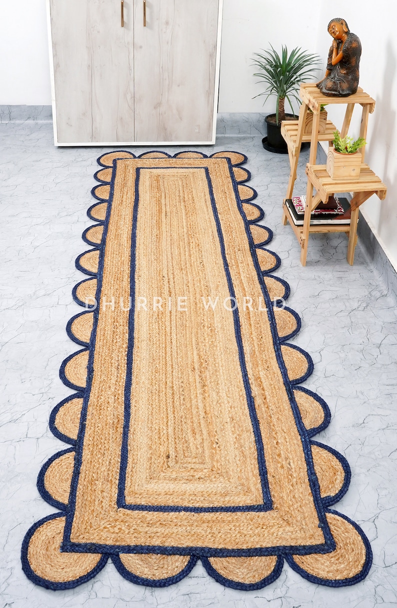 Scallop Runner Rug Jute Scalloped Rug Jute Runner Rug Etsy