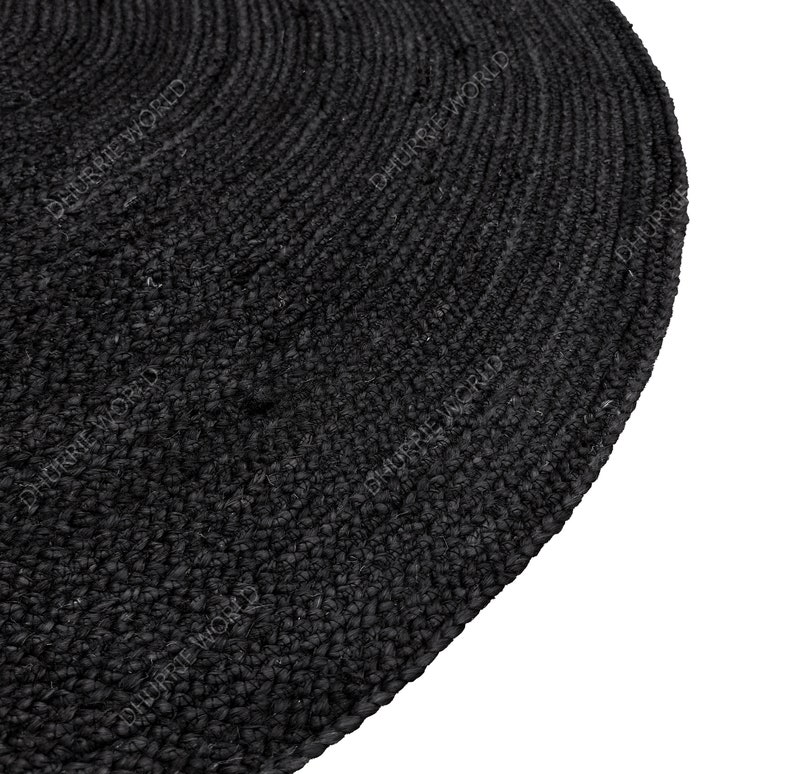 Jute Round rug in black color