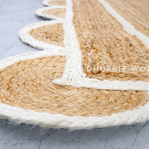 Scalloped Runner Rug, Jute Scallop Rug, Off White Jute Runner Rug, Natural Jute Rug, Hallway Runner Rug, Runner Custom Rug image 10