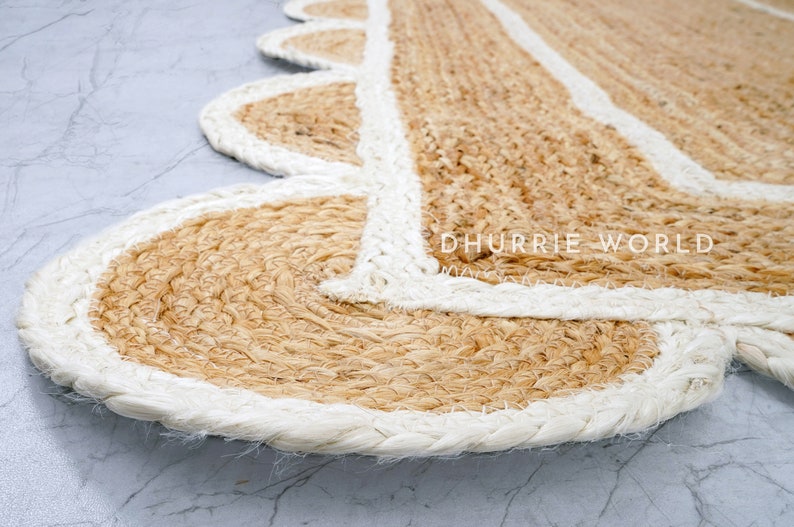 Scalloped Runner Rug, Jute Scallop Rug, Off White Jute Runner Rug, Natural Jute Rug, Hallway Runner Rug, Runner Custom Rug image 10