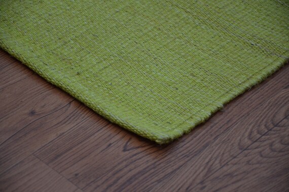 Handwoven Green Area Rug 2x3 Rug Area Rug Natural Fiber Rug Floor Rug Large Rustic Rug Boho Rug Stripe Rug Dhurrie Jr 25