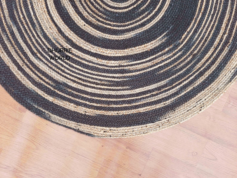 Black Rug Circle Rug 4x4 Handmade Rug Eco Friendly Rug 7x7 6x6 8x8 Jute Braided Round Rug Tie Dye Natural Fiber Rug 5x5 Hemp Rug