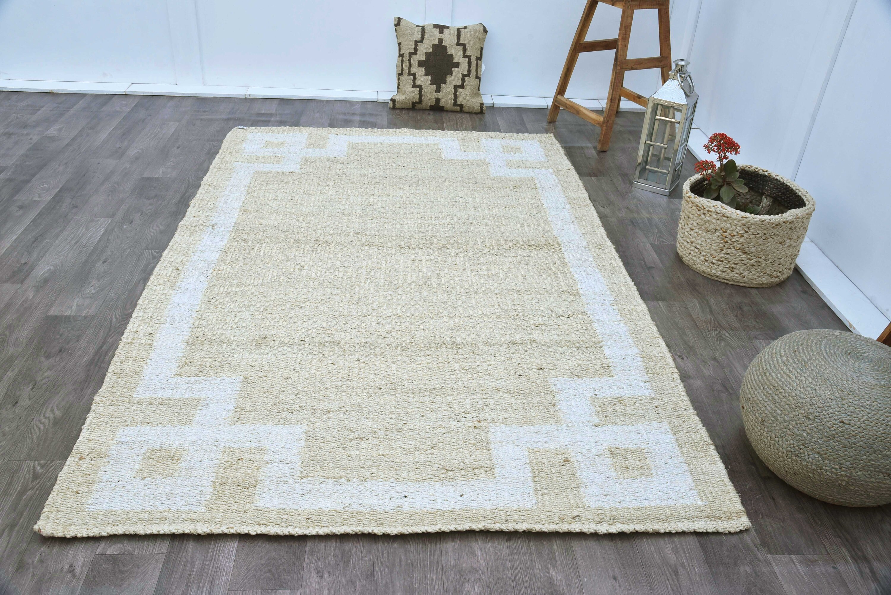 5X8 Border Natural Jute Rug Bohemian Rug off White Jute Rug Etsy