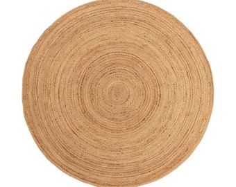 4x4, 5x5, 6x6, 7x7, 8x8 Natural Jute Round Rug, Eco Friendly Rug Handmade Rug Round Braided Rug Hemp Rug Bohemian Rug Custom Size Rug