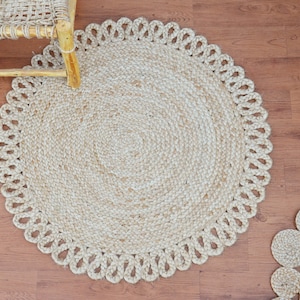 Jute Braided Round Rug, Natural Fiber Rug, Handmade Rug, Round Turkish Rug, Hemp Rug, Round Rug, Eco Friendly Rug, Large Rug