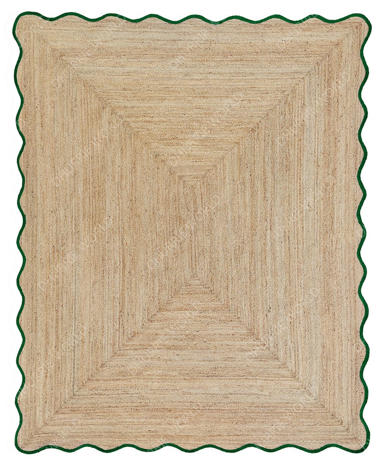 Wave Scalloped Jute Area Rug for boho decor
