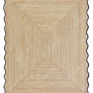 Wave Scalloped Jute Area Rug for boho decor