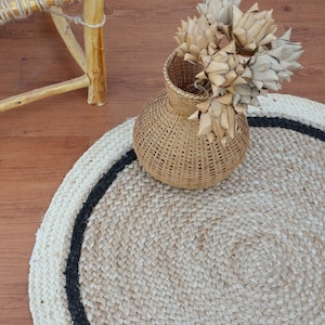 8x8 Jute Round Rug, Natural Fiber Rug, Handmade Braided Rug, Round Area Rug, Turkish Rug, Round Rug, Eco Friendly Rug, Large Rug image 1