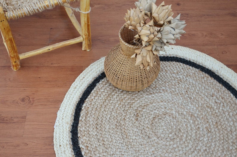 8x8 Jute Round Rug, Natural Fiber Rug, Handmade Braided Rug, Round Area Rug, Turkish Rug, Round Rug, Eco Friendly Rug, Large Rug image 1