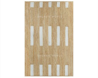 Tappeto di iuta naturale, tappeto decorativo Boho, tappeto di iuta moderno, tappeto di dimensioni personalizzate, tappeto di iuta Boho, tappeto di iuta intrecciato, tappeto di iuta rustico