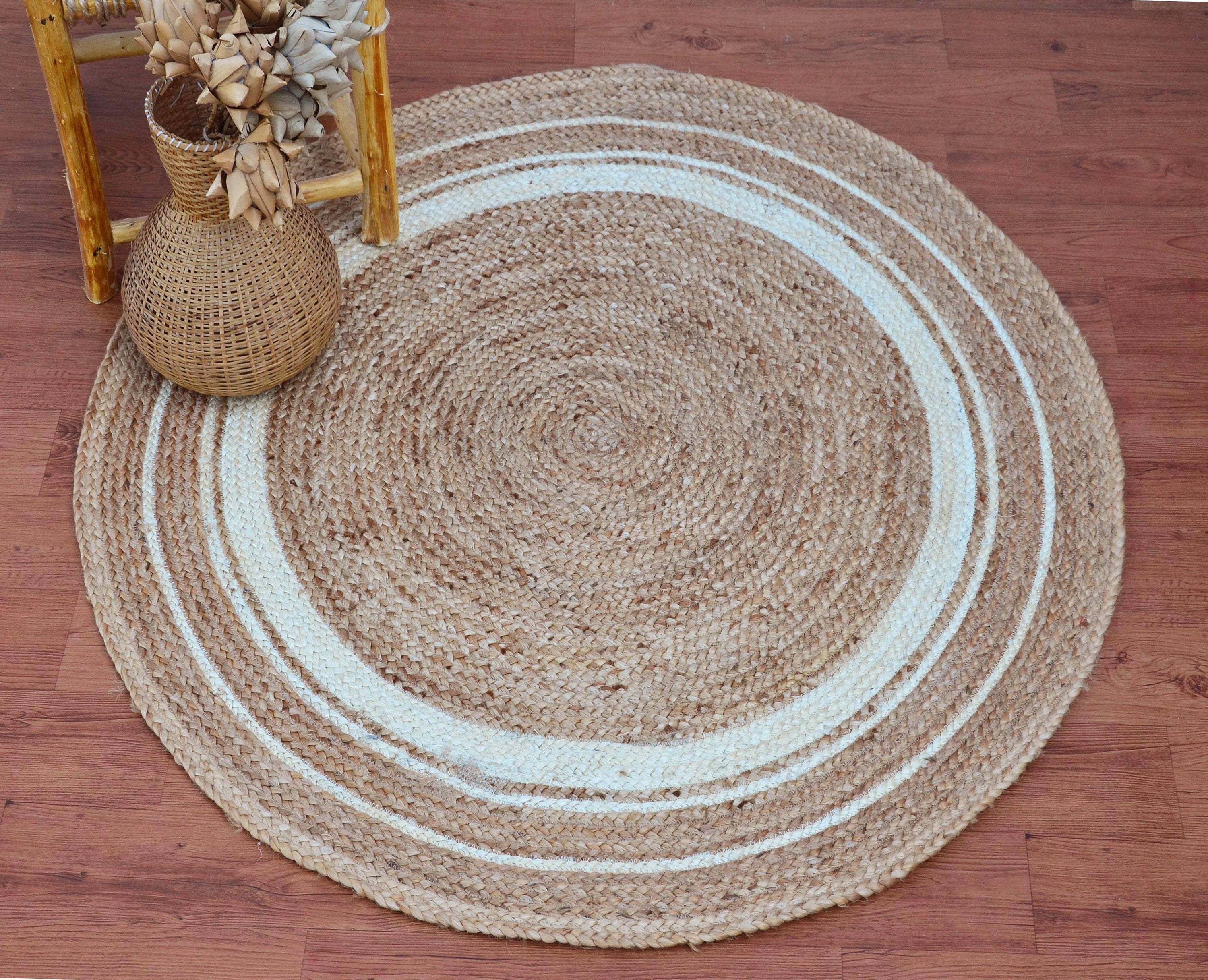 4x4 5x5 6x6 7x7 8x8 Natural Jute Round Rug Circle Rug Etsy
