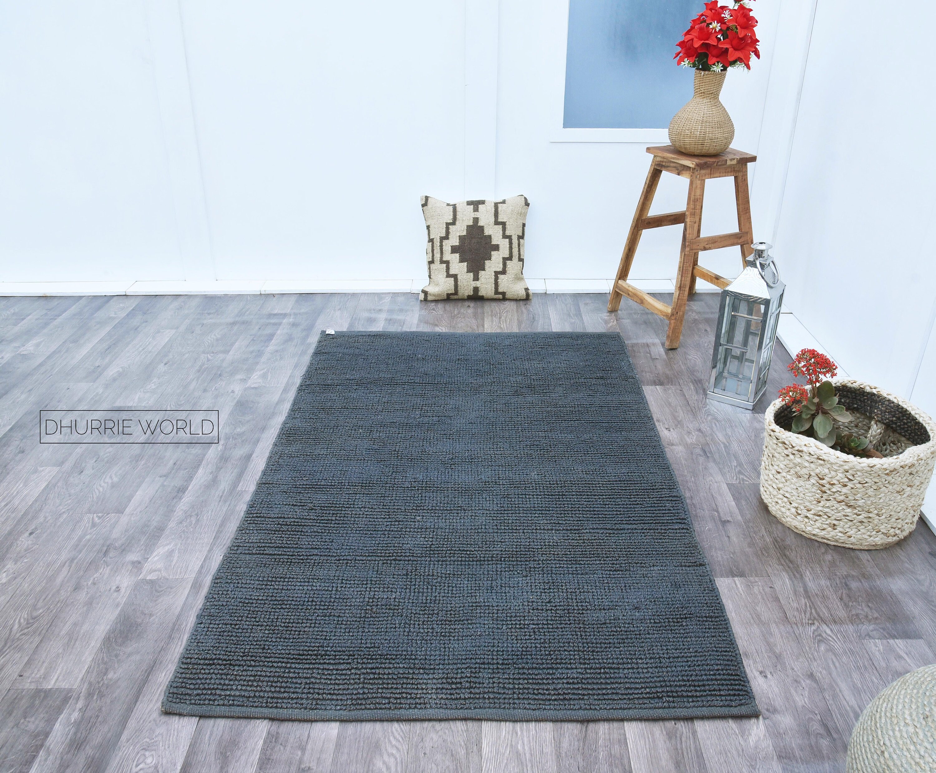 4x6 Feet Bohemian Jute Rug Natural Grey Area Rug Textured Etsy UK