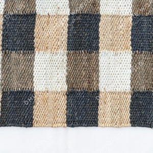 Checkered Jute Rug in Beige, white & Grey color