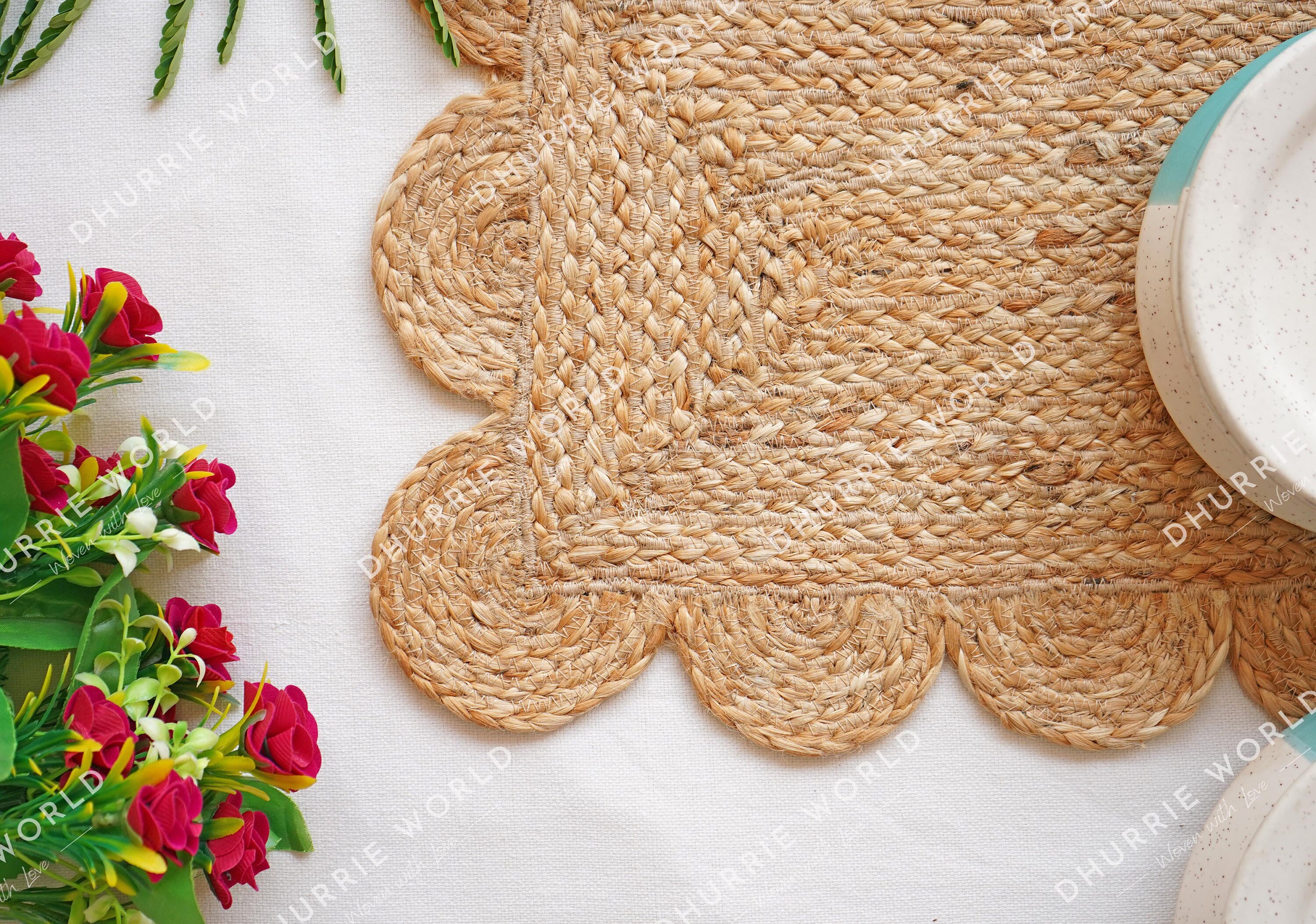 Jute-Tischsets Im Bauernhaus-Stil – 12 Stück Mit Kleeblatt, Herz & Hase – Für Küche & Esstisch 45,7x30,5 Cm