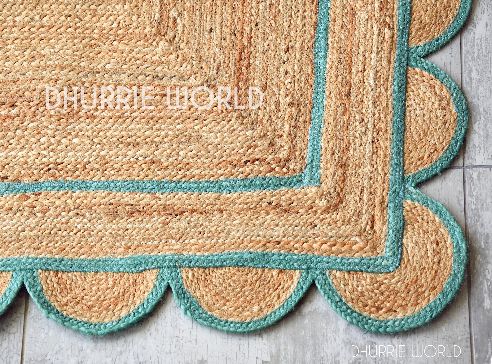 Scallop Edge Jute Rug Scalloped Pattern Rug Bohemian Area Etsy UK