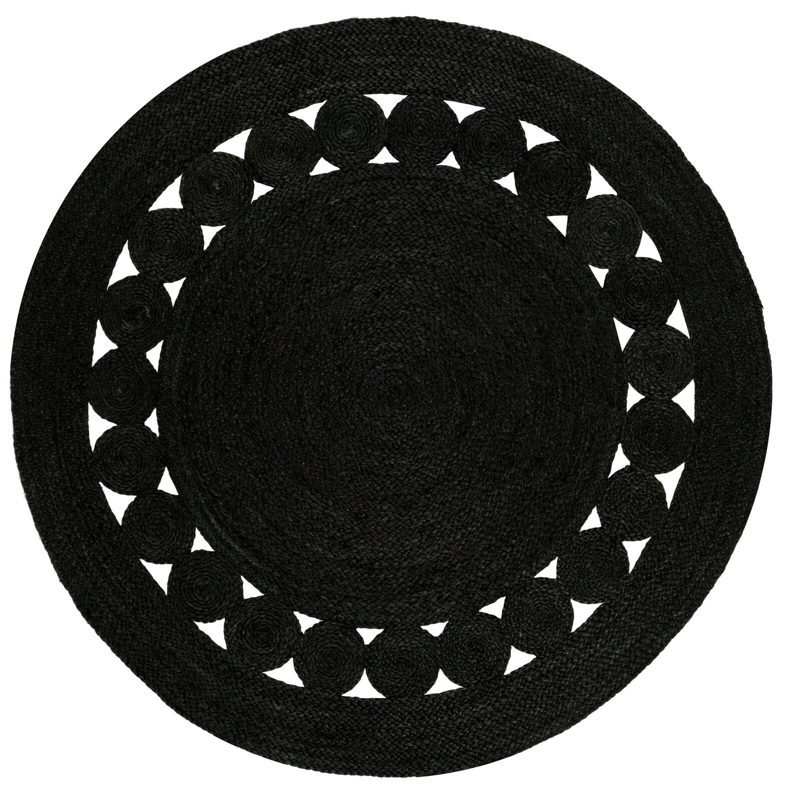 Black Jute Round Rug Natural Jute Hand Braided Rug Round Area Etsy