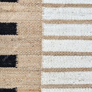 Natural Jute Area Rug, Striped Jute Rug, Custom Size Rug, Hallway ...