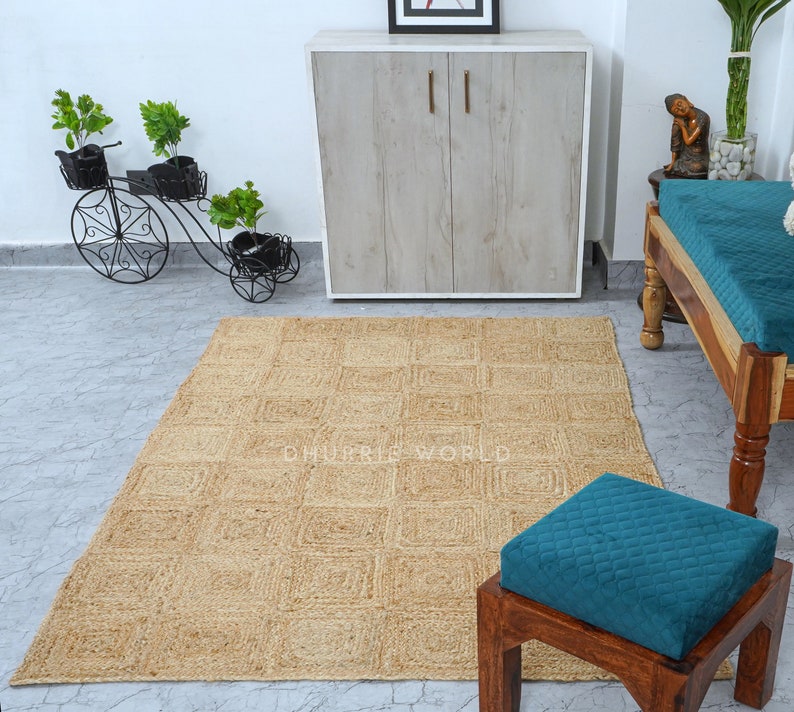 Handmade Jute Area Rug for Boho Home Decor made of natural Jute