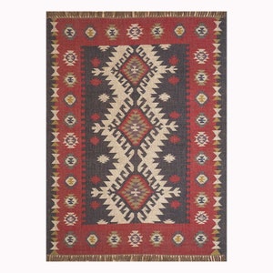 Custom Wool Jute Kilim Rug, Southwestern Rug, Traditional Juye Rug, Bohemian Jute Rug, Moroccan Area Rug, Boho Decor Rug, Indian Rug