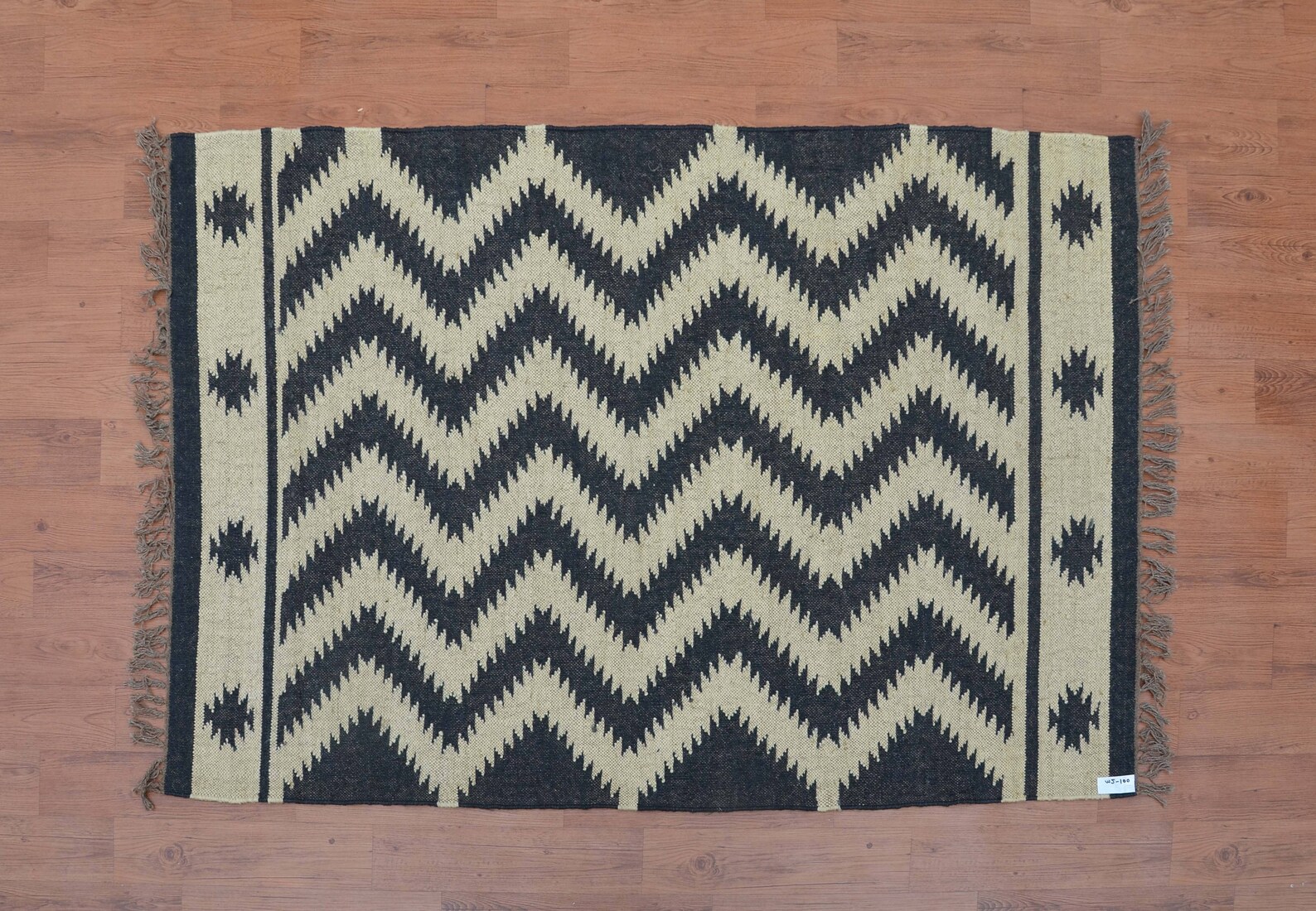Black White Chevron Wool Jute Kilim 4x6 Zig Zag Rug Etsy