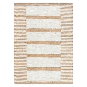 Gestreept jute tapijt, boho natuurlijk jute tapijt, boho tapijt, tapijt met textuur, aangepast formaat tapijt, gebroken wit tapijt, jute loper, geruit tapijt