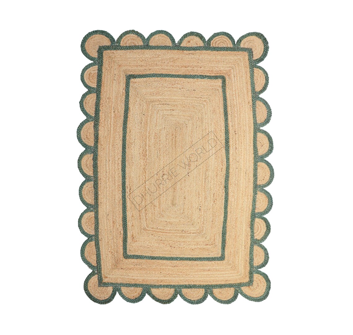 Scalloped Jute Rug Scallop Rug Boho Jute Rug Natural Jute Etsy