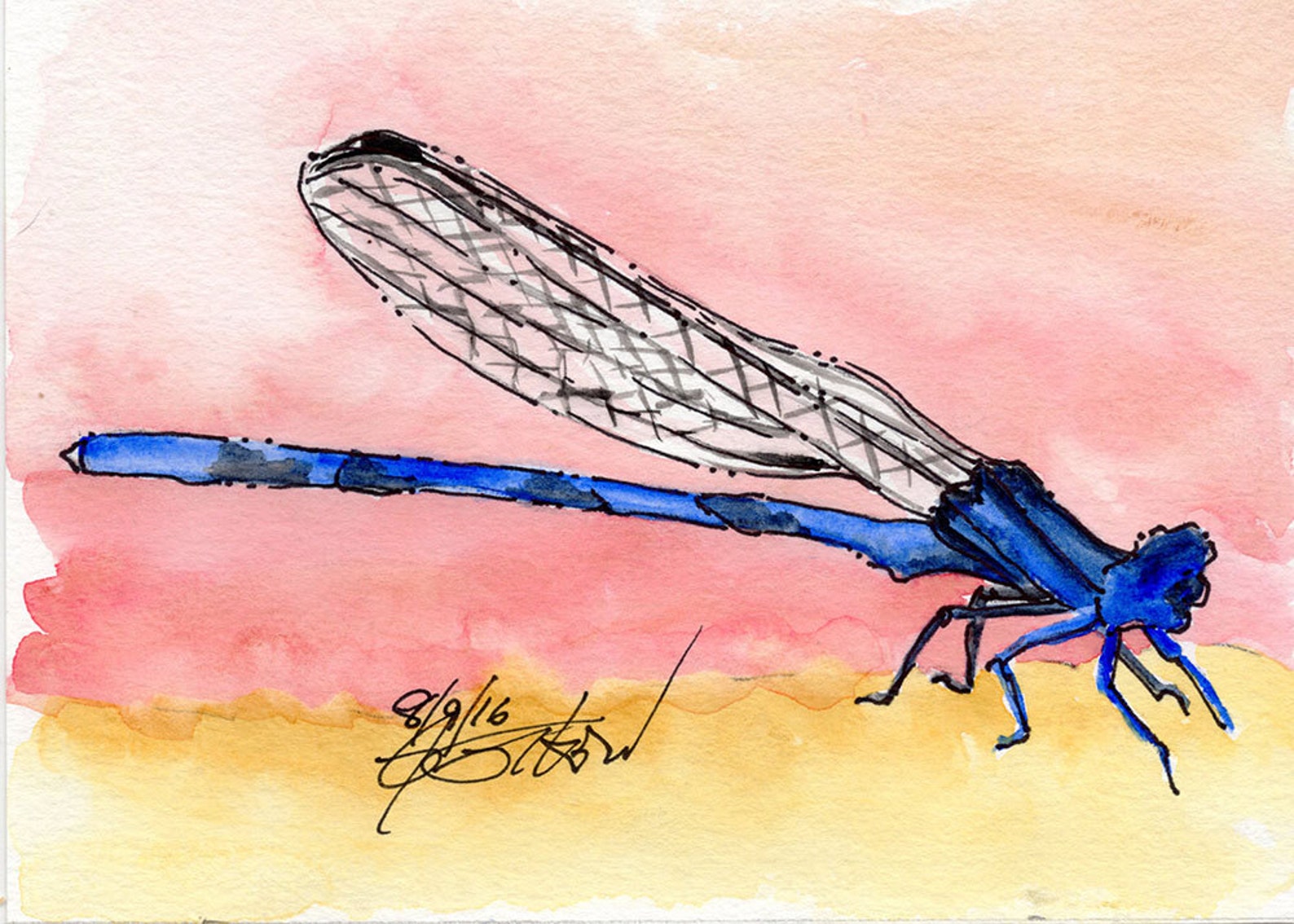 Insect Wall Art Dragonfly Art Watercolor Print Nature Etsy