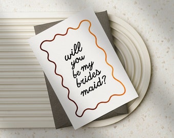 Wavy Bridesmaid Proposal Card - Maid of Honour Proposal Card - Maid of Honor Proposal Card - Boho Proposal Card - Flower Girl - Page Boy