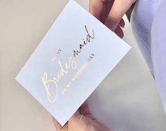 Bridesmaid Thank You Card - Maid of Honour Thank You Card - Maid of Honor Card - To my Bridesmaid on My Wedding Day