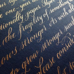 Caligrafía personalizada de tinta iridiscente para votos matrimoniales, regalo de aniversario, poema, arte de pared, regalo de San Valentín, letras, regalo para él, regalo para ella