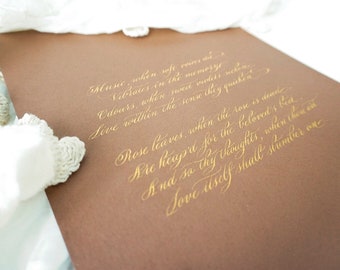Custom calligraphy for wedding vows, wedding reading, housewarming poem, lyrics - wedding gift, anniversary gift, graduation, Birthday gift