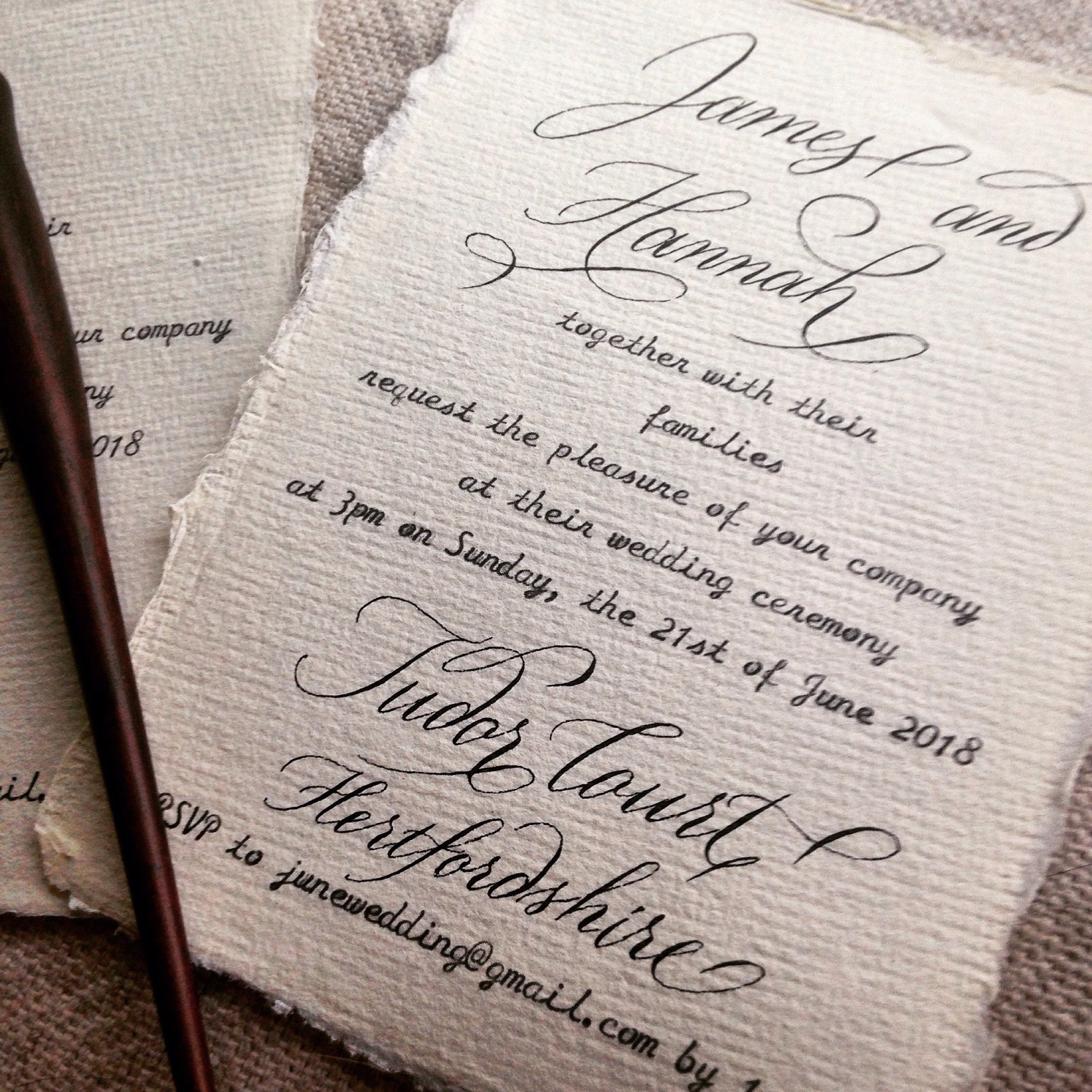Custom calligraphy on handmade cotton paper for wedding Etsy
