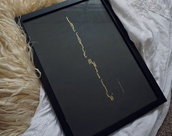 Original Dune Quote Artwork - Dune Poster - Handwritten Calligraphy - The Spice Must Flow in Gold Ink on Black Paper - Wall Art, Home Decor