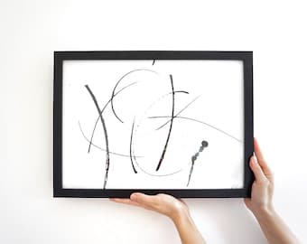 Original Abstract Expressive Calligraphy Artwork in Sumi Ink on High-quality Watercolor Paper