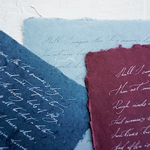 Custom calligraphy on limited stock handmade abaca rag paper - love letter, anniversary, wedding vows, poem, vintage handwritten note
