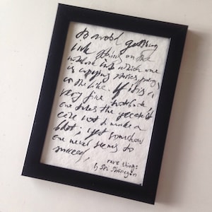 Ausdrucksstarke Kalligraphie-Kunst auf handgeschöpftem Baumwollpapier für Gedichte, Sprüche, Zitate, Wandkunst, Geburtstagsgeschenk, Unikat, Kunst, UK