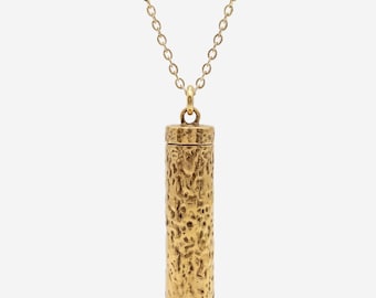 Hammered Cylinder Capsule Necklace, Secret Bottle, Mini Spoon, Talisman Keepsake Jewelry, Spoon Necklace, Ceremonial Scoop Necklace