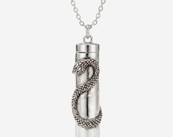 Serpent Pendant Necklace, Brass Spoon Talisman, Secret Spice Bottle, Spoon Pendant, Spoon Necklace, Ceremonial Scoop Necklace