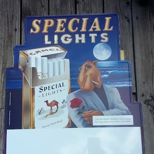 Vintage Camel Cigarettes Metal Sign, Camel Joe Store Signage, Joe Camel Special Lights, 90s Cigarette Memorabilia, Bar Man Cave Wall Décor