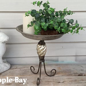 Aluminum Pie Plate Riser, Industrial Candlestand Riser, Rustic Farmhouse Kitchen Decor, Handmade Display Riser, Dessert Stand