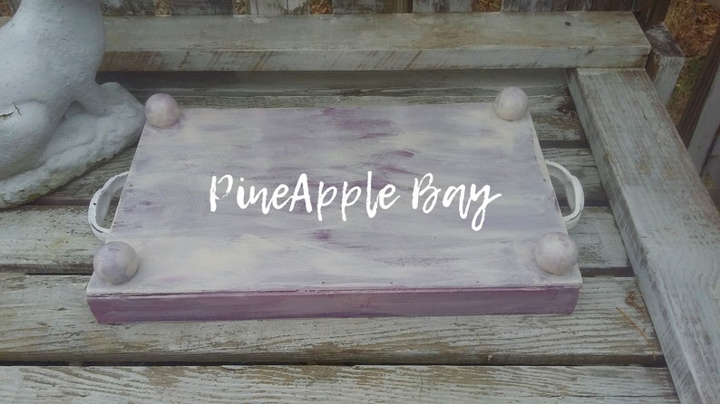 Farmhouse Feminine Wood Tray Flowered White frame container Women/'s gift Distressed Cottage Style Tea Tray Rustic Coffee Table box