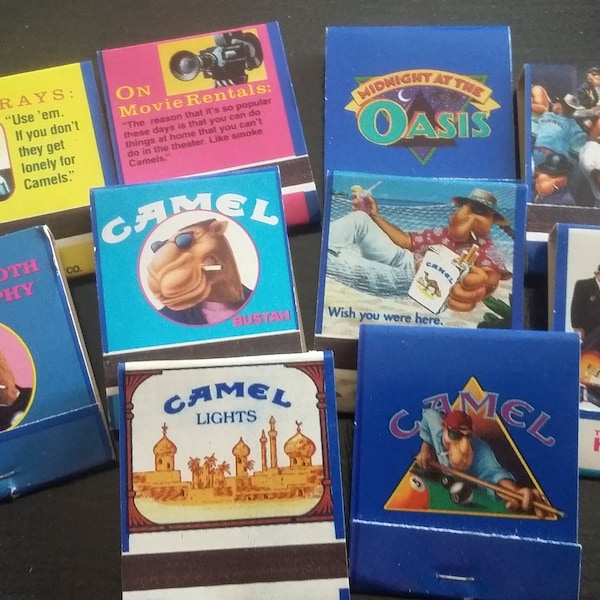 CAMEL JOE VINTAGE matchbooks/ New in the box Joe Camel Matches/ Camel cigarettes/ Vintage 90's Camel tobacciana/ 10 Collectible Matchbooks