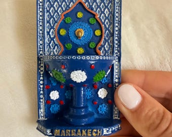 MARRAKECH | Blue Indigo Water Fountain - fridge magnet - Morocco Decor