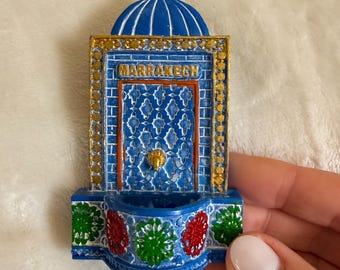 MARRAKECH | Blue Water Fountain: fridge magnet | Morocco Decor